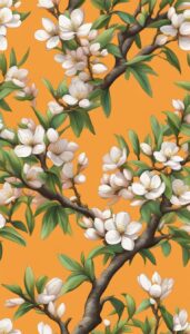 orange almond tree blossom background illustration aesthetic wallpaper 2