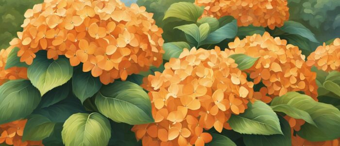 orange hydrangea ortensia flower aesthetic background wallpaper illustration 1