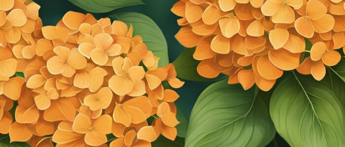 orange hydrangea ortensia flower aesthetic background wallpaper illustration 3