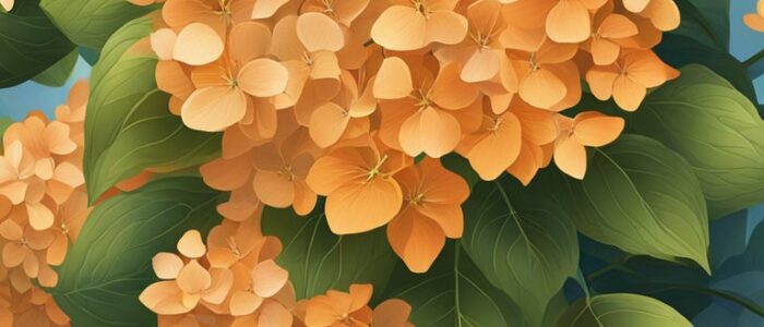 orange hydrangea ortensia flower aesthetic background wallpaper illustration 4