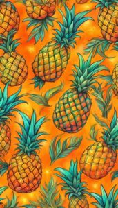 orange pineapple ananas fruit pattern background aesthetic illustration wallpaper 2