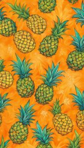 orange pineapple ananas fruit pattern background aesthetic illustration wallpaper 3