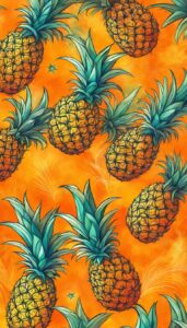 orange pineapple ananas fruit pattern background aesthetic illustration wallpaper 4