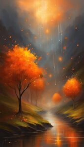 orange rain background wallpaper aesthetic illustration 3