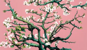 pink almond tree blossom background illustration aesthetic wallpaper 1