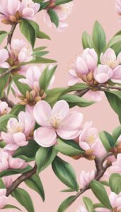 pink almond tree blossom background illustration aesthetic wallpaper 2