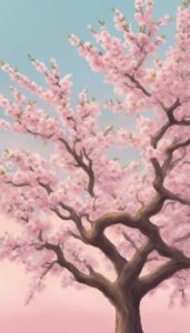 pink almond tree blossom background illustration aesthetic wallpaper 4