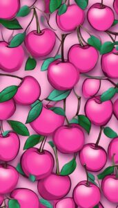 pink cherry fruit pattern background wallpaper aesthetic illustration 1