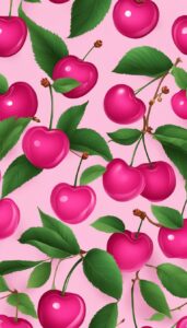 pink cherry fruit pattern background wallpaper aesthetic illustration 2