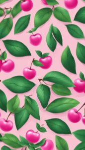 pink cherry fruit pattern background wallpaper aesthetic illustration 5
