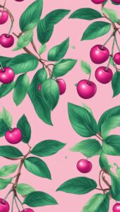 pink cherry fruit pattern background wallpaper aesthetic illustration 6