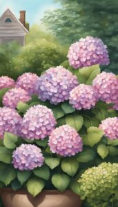 pink hydrangea hortensia plant in pot illustration idea 3