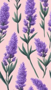 pink lavender plants flowers background wallpaper aesthetic illustration 4