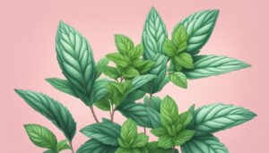 pink mint plant background aesthetic illustration wallpaper 1