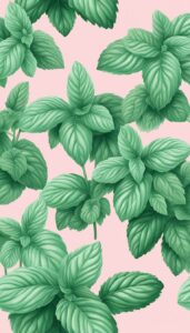 pink mint plant background aesthetic illustration wallpaper 3