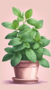 pink mint plant background aesthetic illustration wallpaper 5