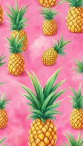 pink pineapple ananas fruit pattern background aesthetic illustration wallpaper 3