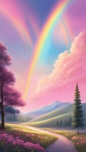pink rainbow background wallpaper aesthetic illustration 1