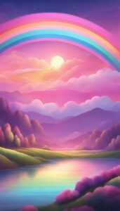 pink rainbow background wallpaper aesthetic illustration 2