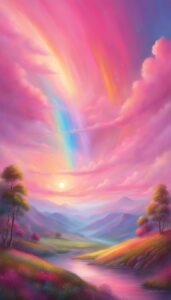 pink rainbow background wallpaper aesthetic illustration 3