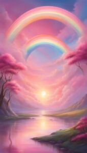 pink rainbow background wallpaper aesthetic illustration 4