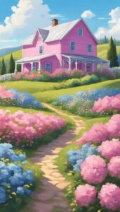 pink summer phone aesthetic wallpaper background illustration 3