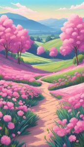 pink summer phone aesthetic wallpaper background illustration 4