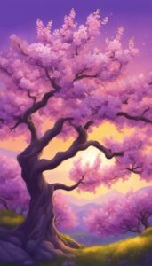 purple almond tree blossom background illustration aesthetic wallpaper 2