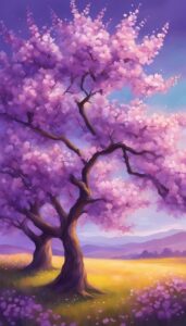 purple almond tree blossom background illustration aesthetic wallpaper 3