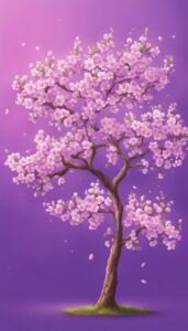 purple almond tree blossom background illustration aesthetic wallpaper 4