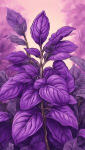 purple basil plant leaves background aesthetic illustration wallpaper 2