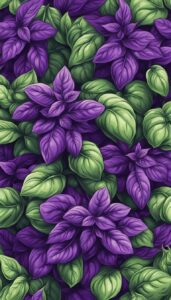 purple basil plant leaves background aesthetic illustration wallpaper 3