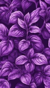 purple basil plant leaves background aesthetic illustration wallpaper 4