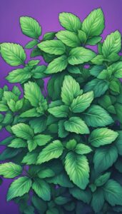 purple mint plant background aesthetic illustration wallpaper 3