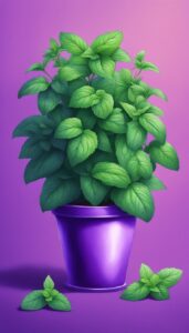 purple mint plant background aesthetic illustration wallpaper 5