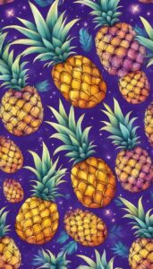 purple pineapple ananas fruit pattern background aesthetic illustration wallpaper 2