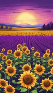 purple sunflower background illustration aesthetic 3