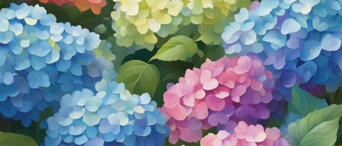 rainbow colored hydrangea ortensia flower aesthetic background wallpaper illustration 2