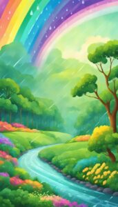 rainbow colored rain background wallpaper aesthetic illustration 2