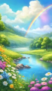 rainbow colored summer phone aesthetic wallpaper background illustration 3