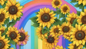 rainbow colored sunflower background illustration aesthetic 1