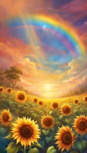 rainbow colored sunflower background illustration aesthetic 2