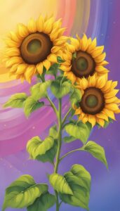 rainbow colored sunflower background illustration aesthetic 3