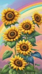 rainbow colored sunflower background illustration aesthetic 4