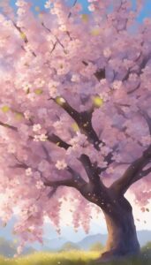 raining almond tree blossom background illustration aesthetic wallpaper 2