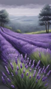 raining lavender plants flowers background wallpaper aesthetic illustration 2