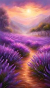 raining lavender plants flowers background wallpaper aesthetic illustration 3