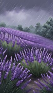 raining lavender plants flowers background wallpaper aesthetic illustration 4