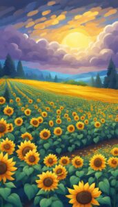 raining sunflower background illustration aesthetic 2