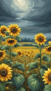 raining sunflower background illustration aesthetic 4